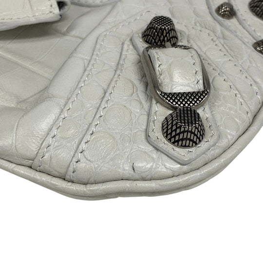 BALENCIAGA Clutch bag 694027 leather white Croco embossed luka goal Women Used Authentic