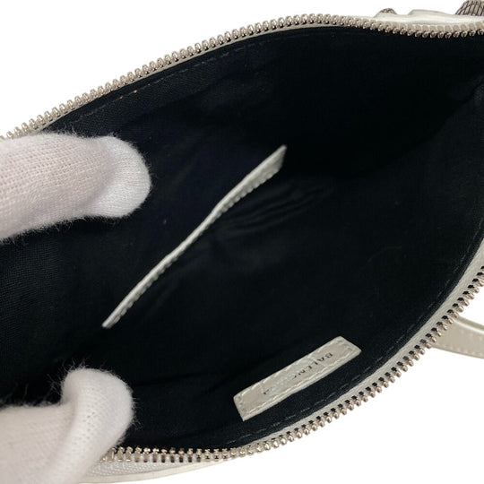 BALENCIAGA Clutch bag 694027 leather white Croco embossed luka goal Women Used Authentic