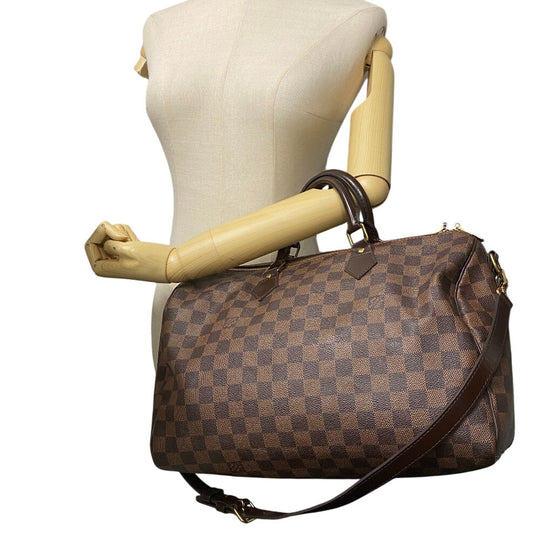 LOUIS VUITTON Mini Boston Duffel bag N41182 leather Brown Damier Speedy bandouliere 35 Women Used Authentic