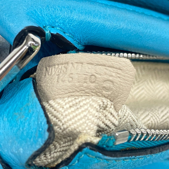 LOEWE Handbag leather Blue Clay Lumini Puzzle Bag Women Used Authentic