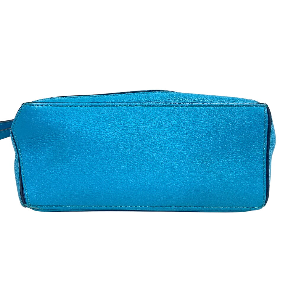LOEWE Handbag leather Blue Clay Lumini Puzzle Bag Women Used Authentic