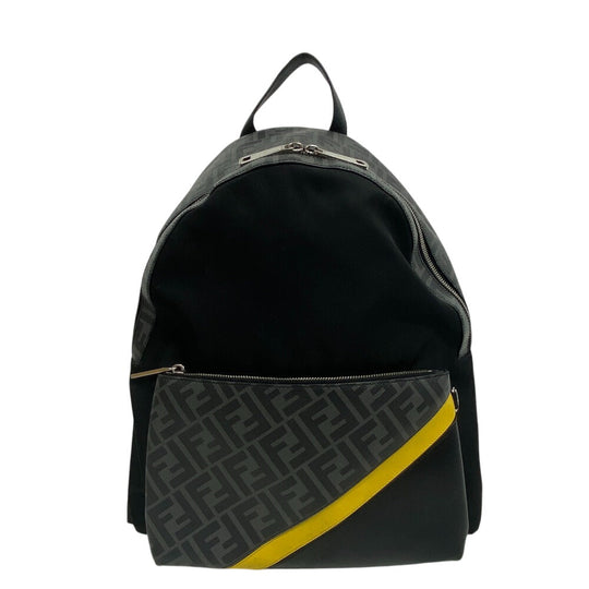 FENDI Backpack 7VZ042 PVC, Nylon black Backpack Zucca mens Used Authentic