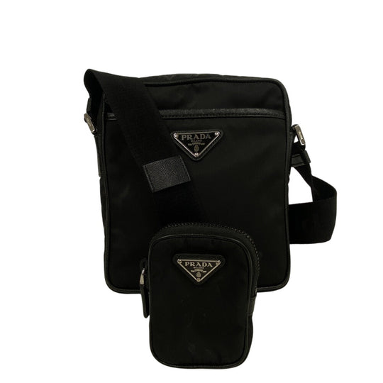 PRADA Shoulder Bag 2VH112 Nylon black Re-Nylon x Saffiano Women Used Authentic