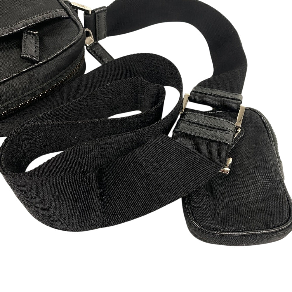 PRADA Shoulder Bag 2VH112 Nylon black Re-Nylon x Saffiano Women Used Authentic