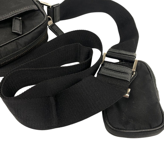 PRADA Shoulder Bag 2VH112 Nylon black Re-Nylon x Saffiano Women Used Authentic