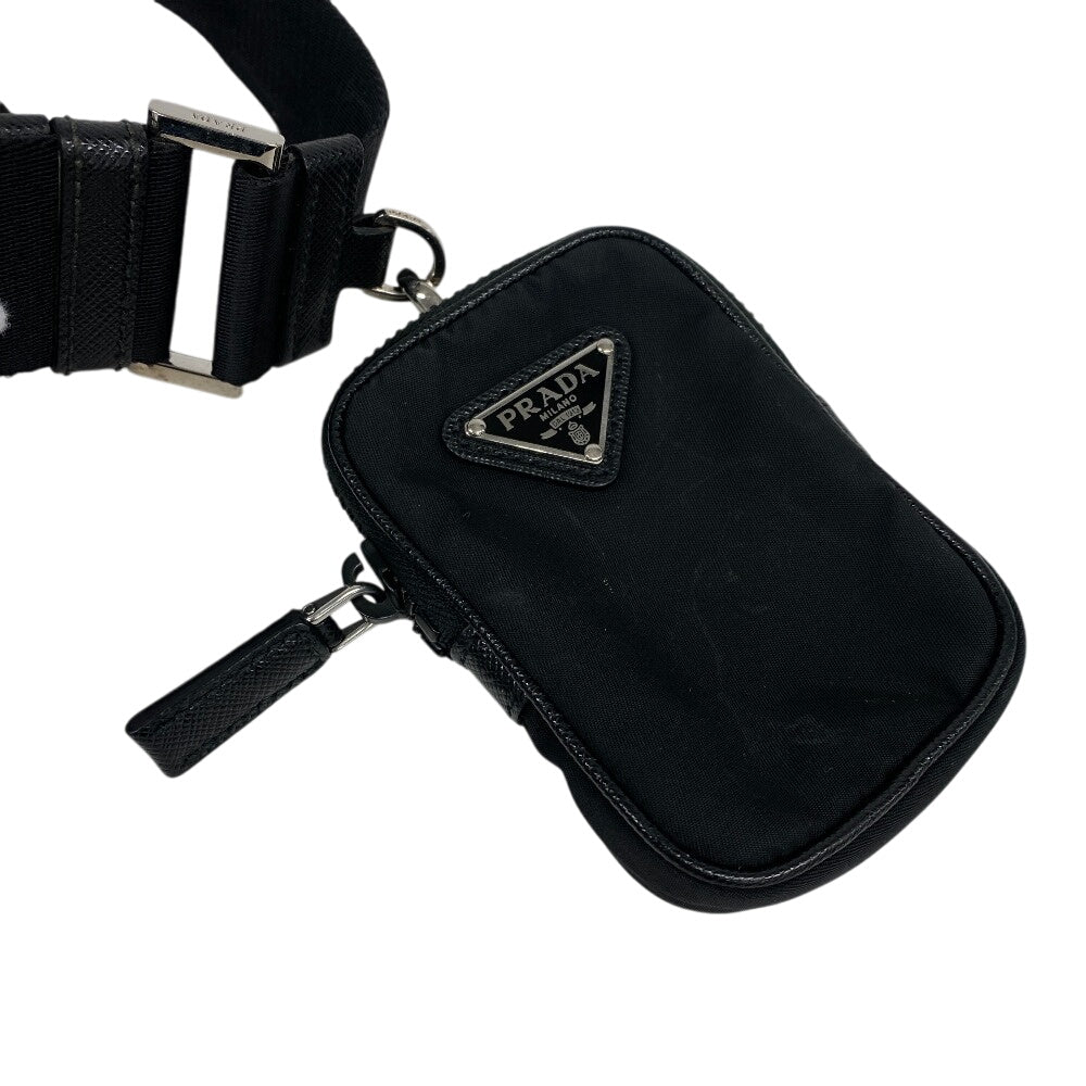 PRADA Shoulder Bag 2VH112 Nylon black Re-Nylon x Saffiano Women Used Authentic
