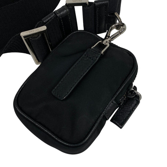 PRADA Shoulder Bag 2VH112 Nylon black Re-Nylon x Saffiano Women Used Authentic