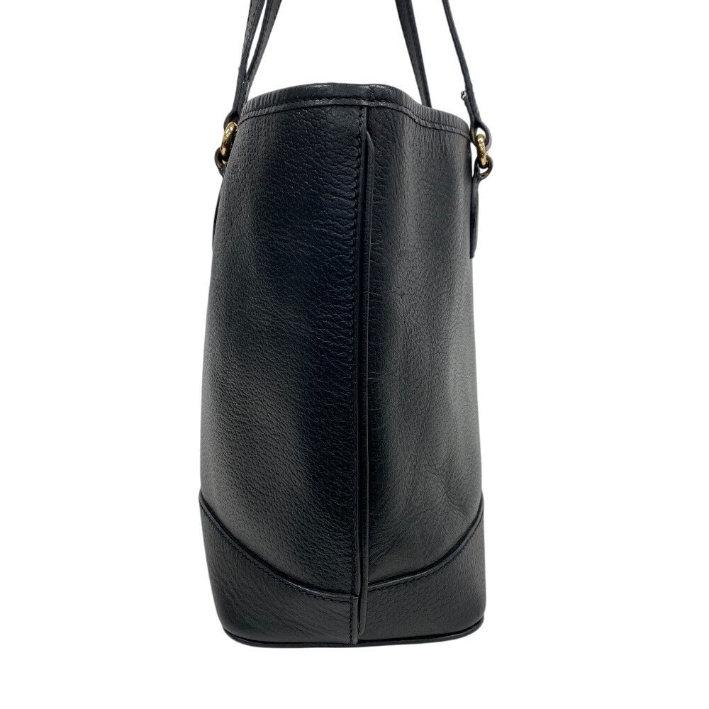 GUCCI Tote Bag 765043 leather black Double G Women Used Authentic