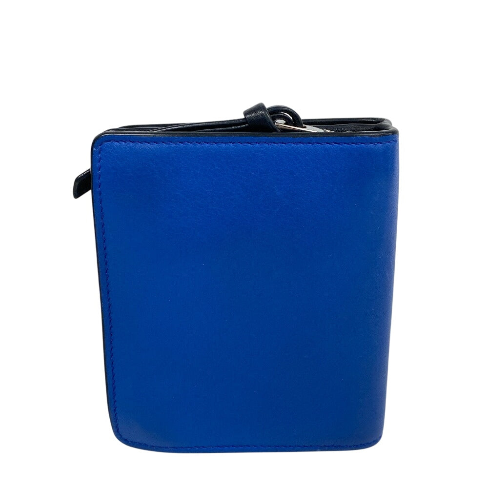 LOEWE Bifold Wallet leather blue Owl anagram unisex(Unisex) Used Authentic