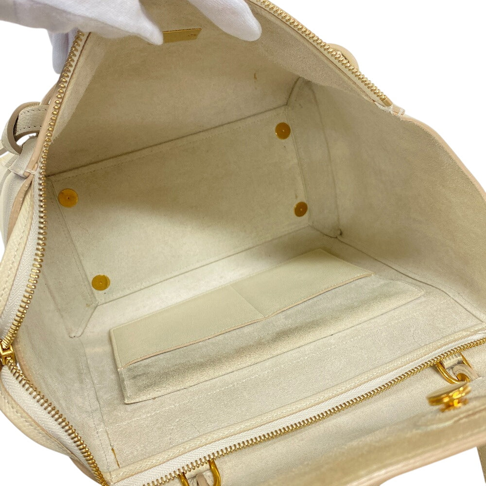 CELINE Handbag leather Ivory 2WAY small belt bag Women Used Authentic