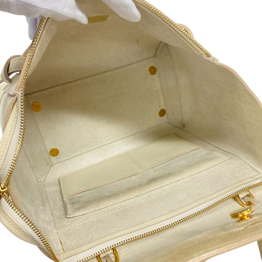 CELINE Handbag leather Ivory 2WAY small belt bag Women Used Authentic