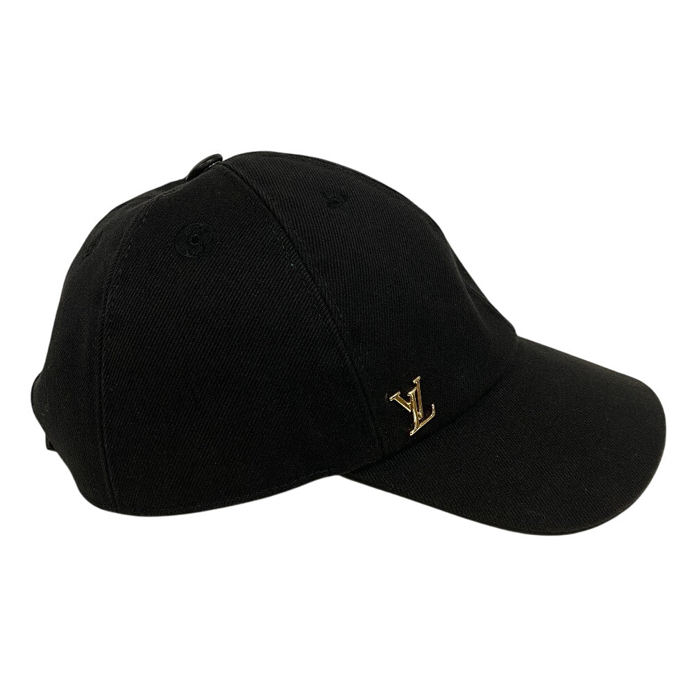LOUIS VUITTON cap M7050L cotton black LV Iconic Women Used Authentic
