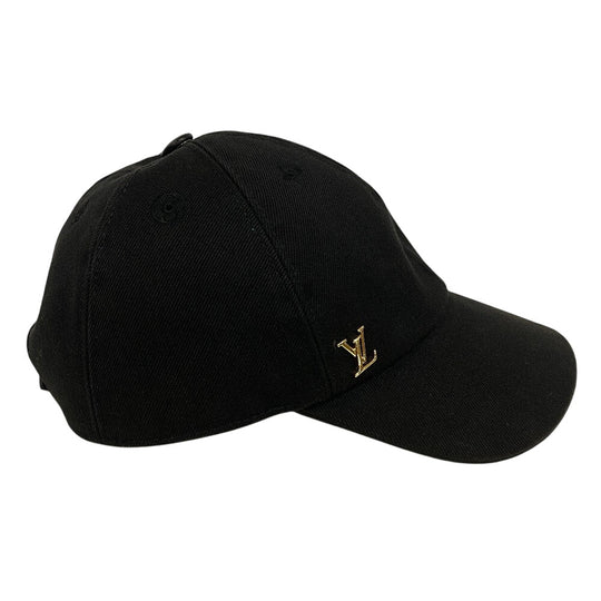 LOUIS VUITTON cap M7050L cotton black LV Iconic Women Used Authentic