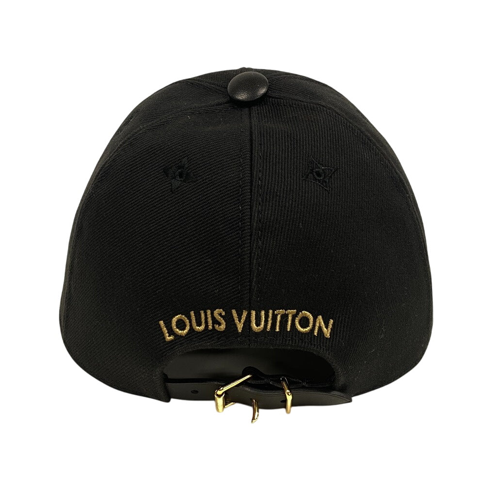 LOUIS VUITTON cap M7050L cotton black LV Iconic Women Used Authentic