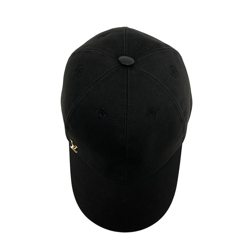 LOUIS VUITTON cap M7050L cotton black LV Iconic Women Used Authentic