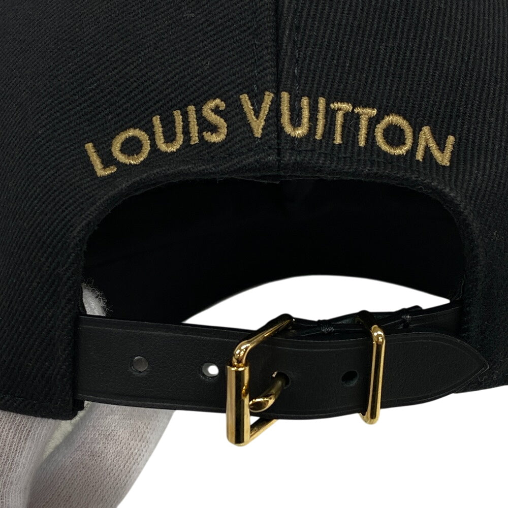 LOUIS VUITTON cap M7050L cotton black LV Iconic Women Used Authentic