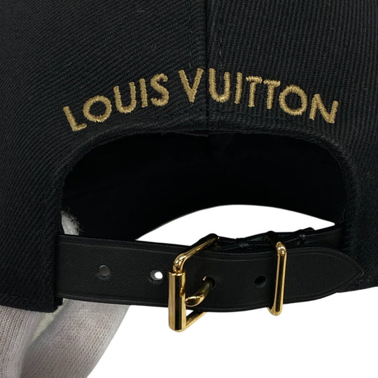 LOUIS VUITTON cap M7050L cotton black LV Iconic Women Used Authentic