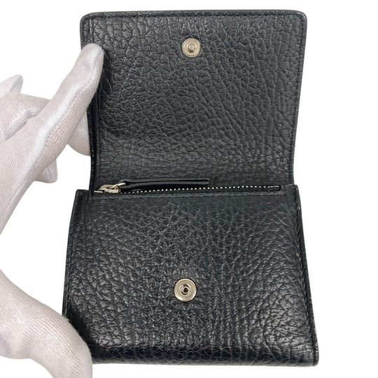 Maison Margiela Tri-fold wallet leather black Calf leather Trifold unisex(Unisex) Used Authentic