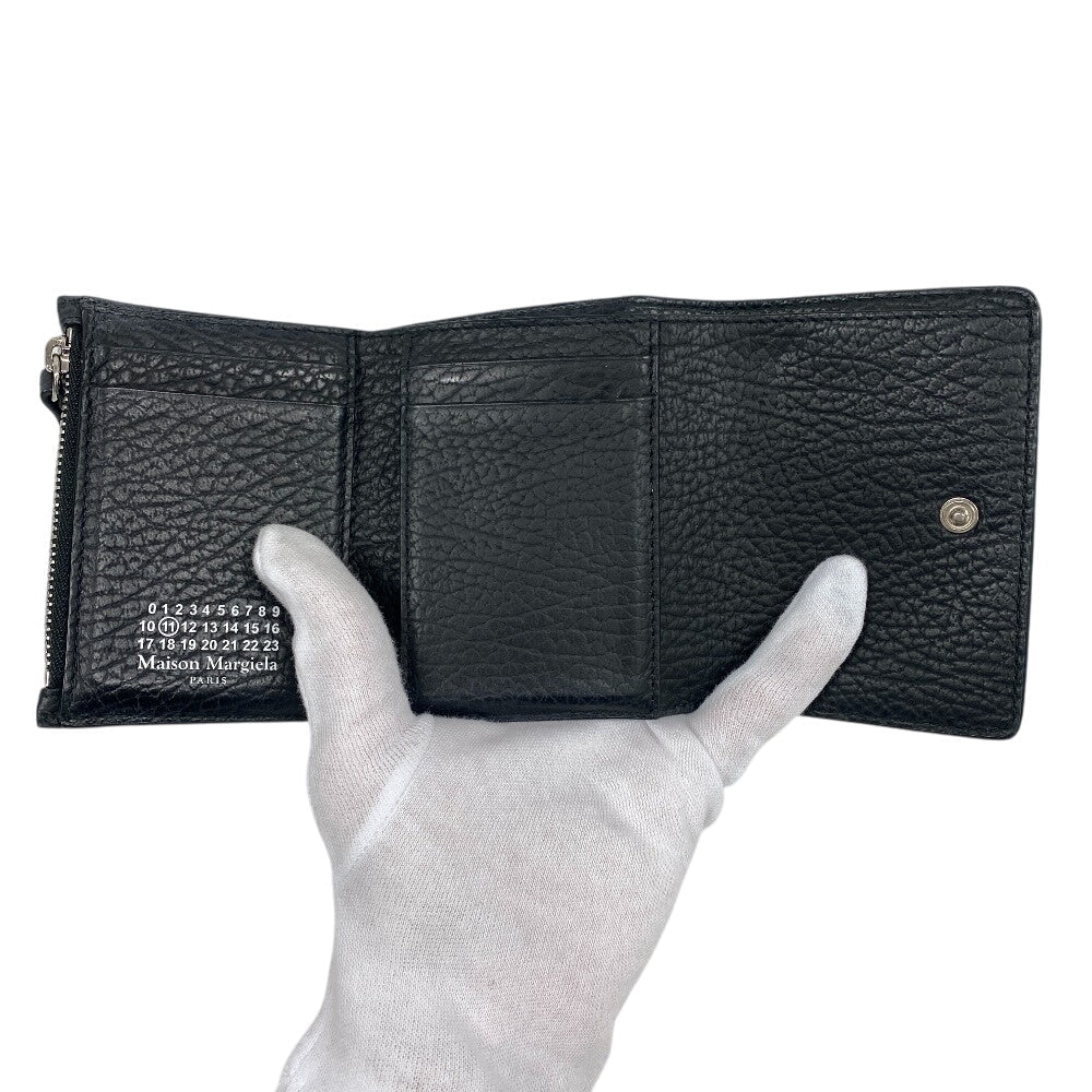 Maison Margiela Tri-fold wallet leather black Calf leather Trifold unisex(Unisex) Used Authentic