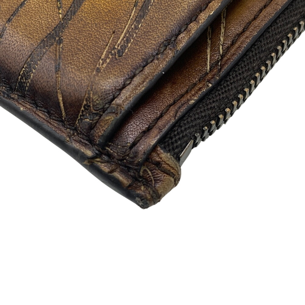 Berluti Card Case leather Brown coin Fragment case Calligraphy mens Used Authentic