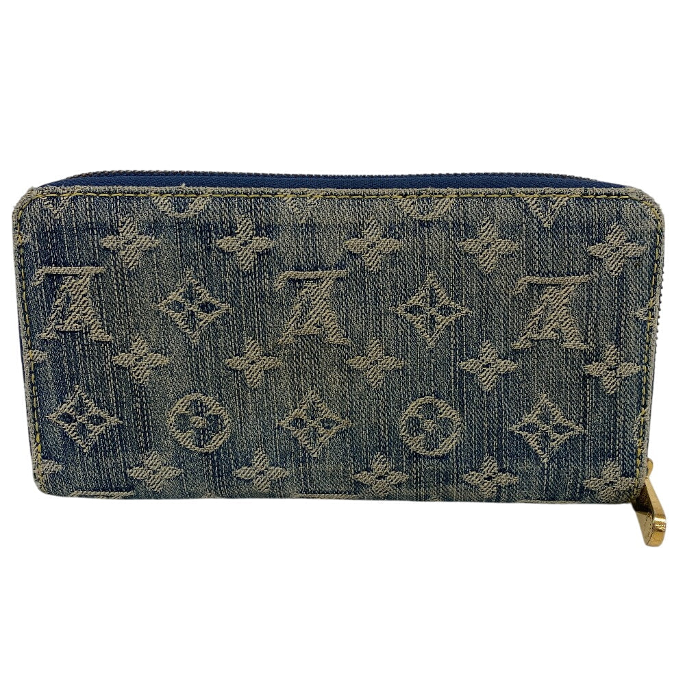 LOUIS VUITTON Long Wallet Purse M95341 Monogram denim blue Monogram denim Zippy wallet Women Used Authentic