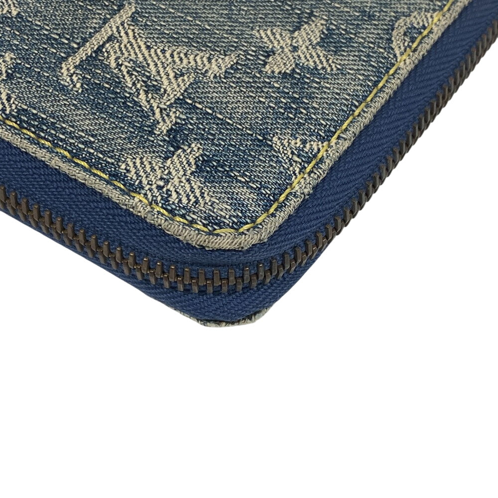LOUIS VUITTON Long Wallet Purse M95341 Monogram denim blue Monogram denim Zippy wallet Women Used Authentic