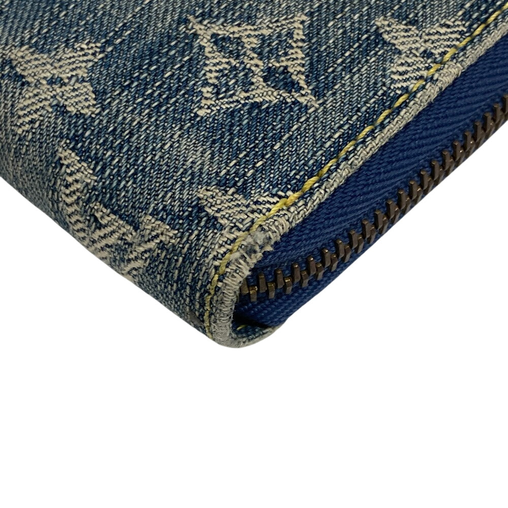 LOUIS VUITTON Long Wallet Purse M95341 Monogram denim blue Monogram denim Zippy wallet Women Used Authentic