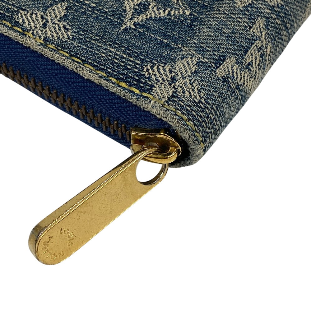 LOUIS VUITTON Long Wallet Purse M95341 Monogram denim blue Monogram denim Zippy wallet Women Used Authentic