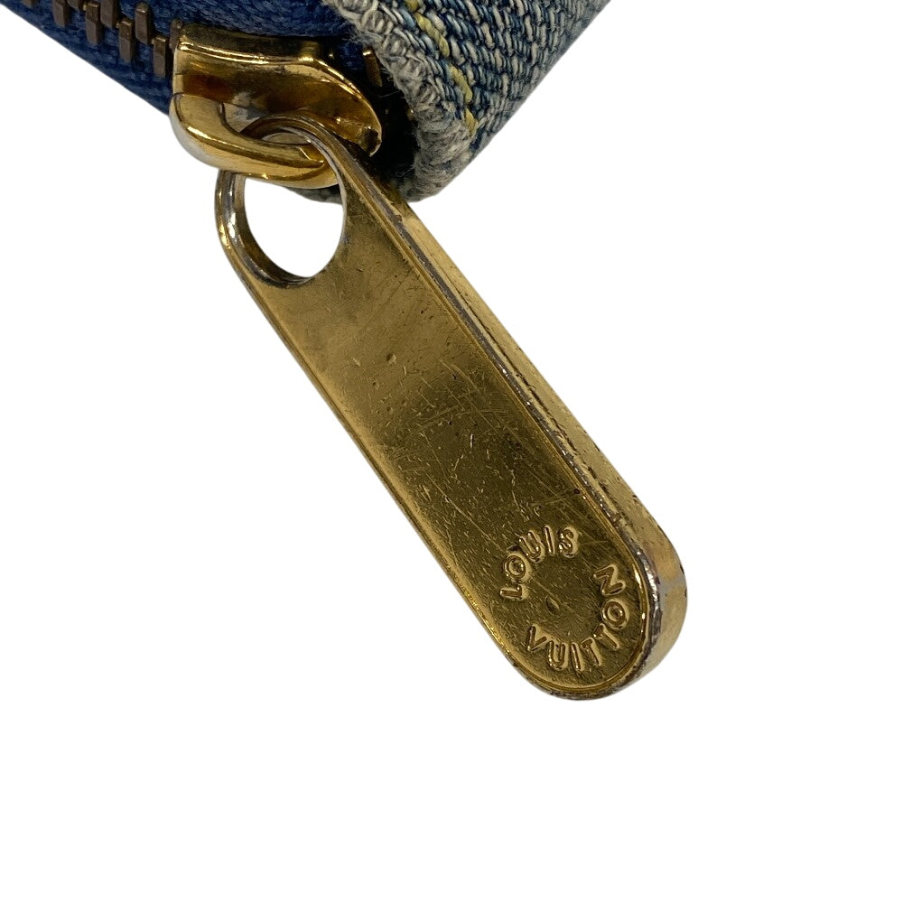 LOUIS VUITTON Long Wallet Purse M95341 Monogram denim blue Monogram denim Zippy wallet Women Used Authentic