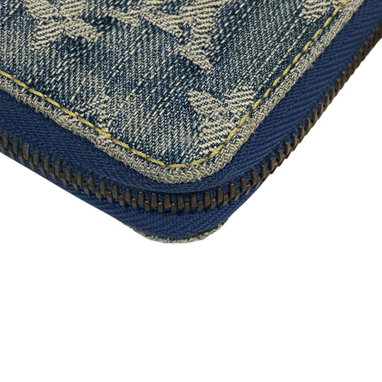 LOUIS VUITTON Long Wallet Purse M95341 Monogram denim blue Monogram denim Zippy wallet Women Used Authentic