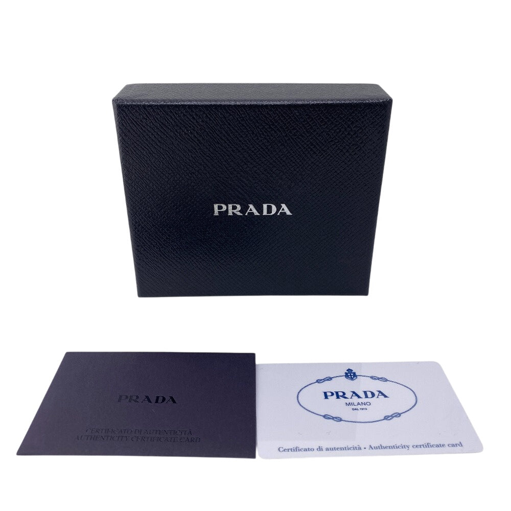 PRADA Money clip 2MN077 leather black Card Case Safiano leather mens Used Authentic