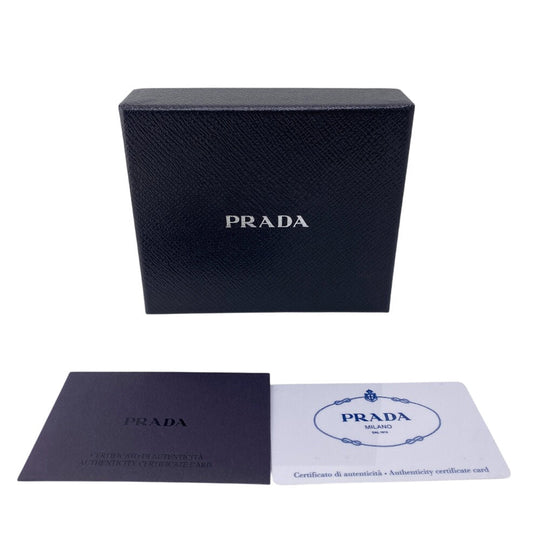PRADA Money clip 2MN077 leather black Card Case Safiano leather mens Used Authentic