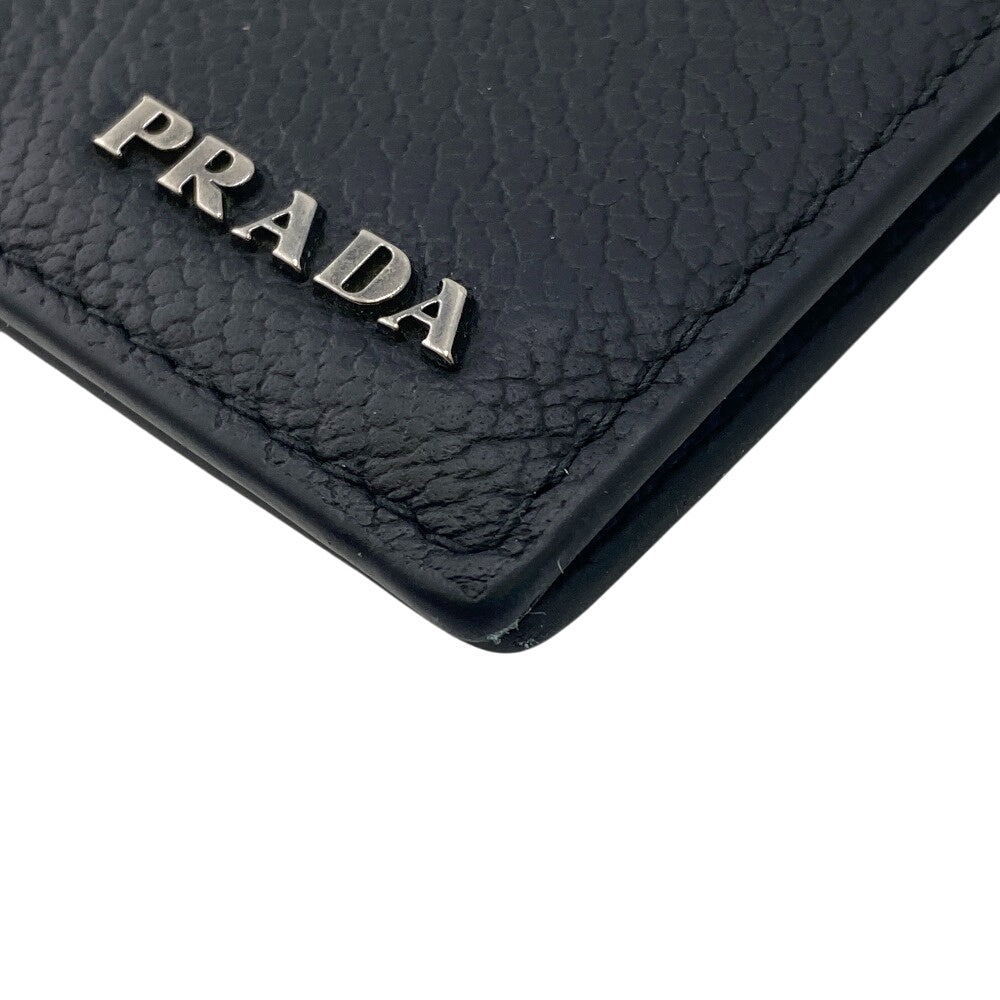 PRADA Money clip 2MN077 leather black Card Case Safiano leather mens Used Authentic