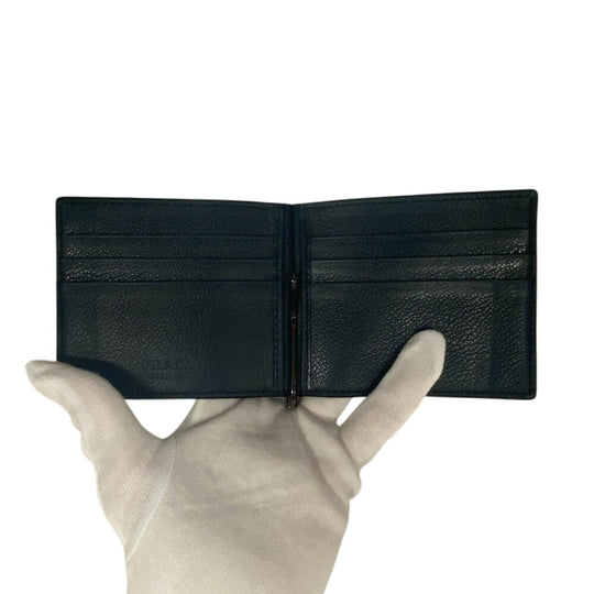 PRADA Money clip 2MN077 leather black Card Case Safiano leather mens Used Authentic
