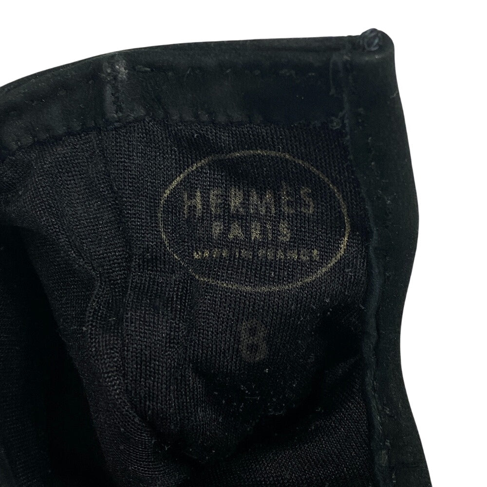 HERMES gloves Suede black Bolide Jige Women 8 Used Authentic