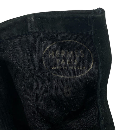 HERMES gloves Suede black Bolide Jige Women 8 Used Authentic