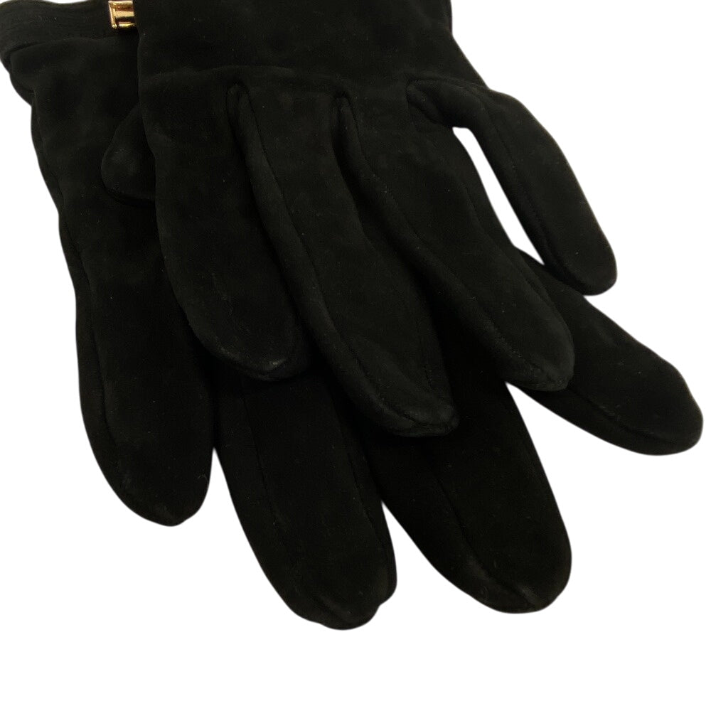 HERMES gloves Suede black Bolide Jige Women 8 Used Authentic