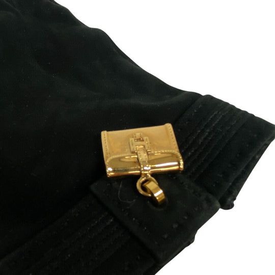 HERMES gloves Suede black Bolide Jige Women 8 Used Authentic