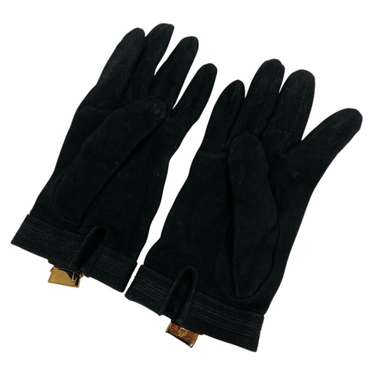HERMES gloves Suede black Bolide Jige Women 8 Used Authentic