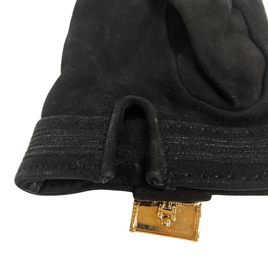 HERMES gloves Suede black Bolide Jige Women 8 Used Authentic