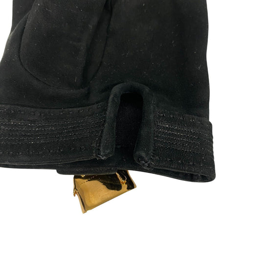 HERMES gloves Suede black Bolide Jige Women 8 Used Authentic