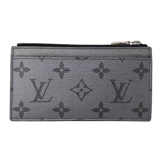 LOUIS VUITTON Coin case M30839 Taiga , Llama Silver Monogram Coin card holder mens Used Authentic