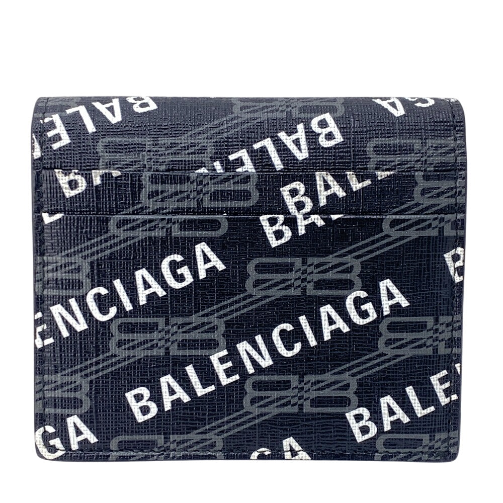 BALENCIAGA Bifold Wallet 719702 Coated canvas black logo Signature mens(Unisex) Used Authentic