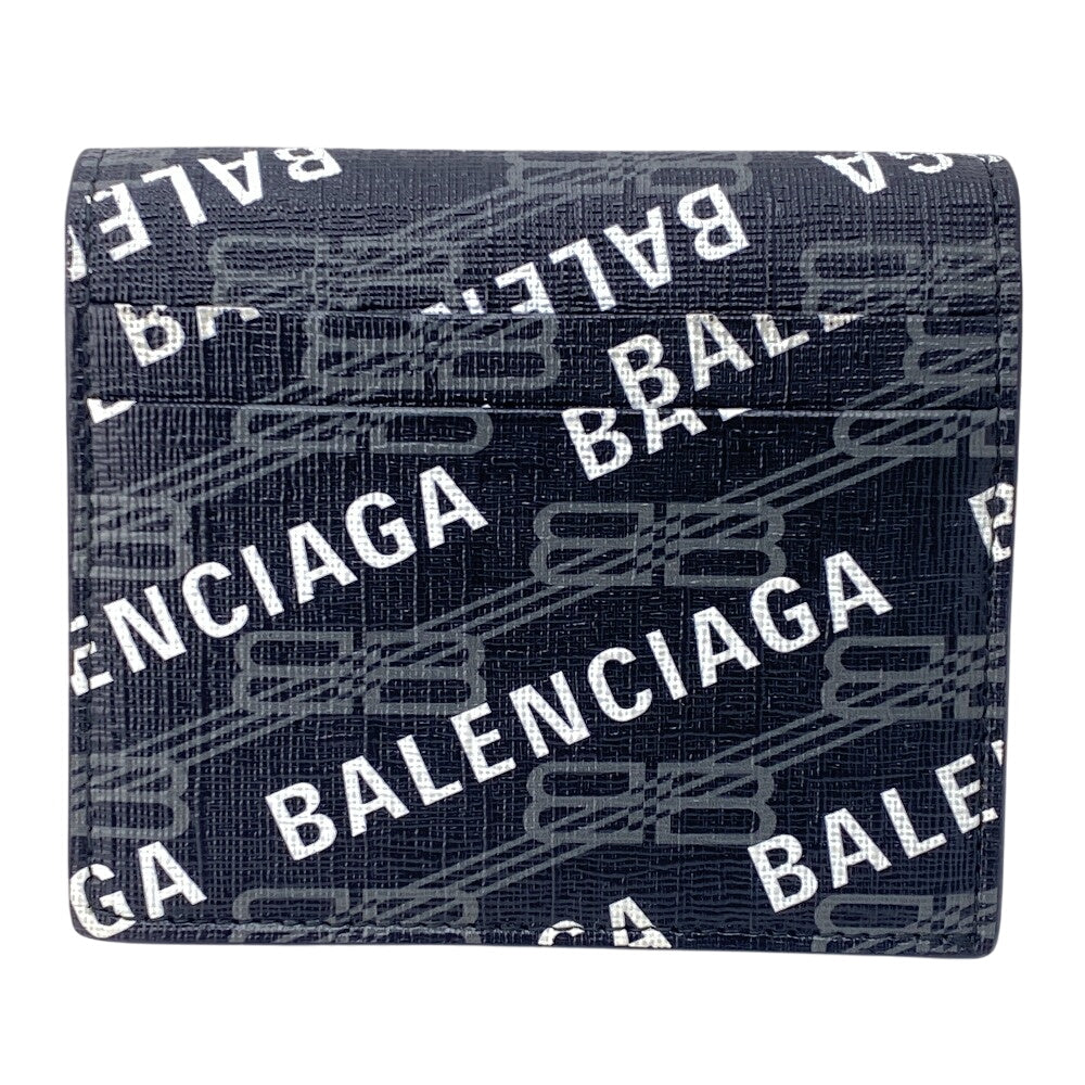 BALENCIAGA Bifold Wallet 719702 Coated canvas black logo Signature mens(Unisex) Used Authentic