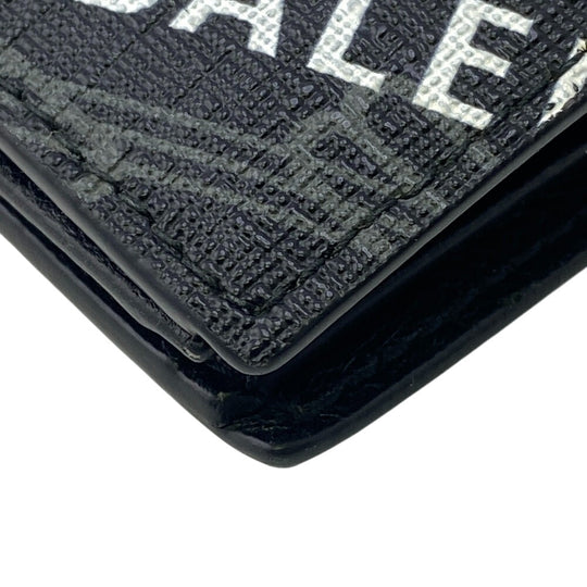 BALENCIAGA Bifold Wallet 719702 Coated canvas black logo Signature mens(Unisex) Used Authentic