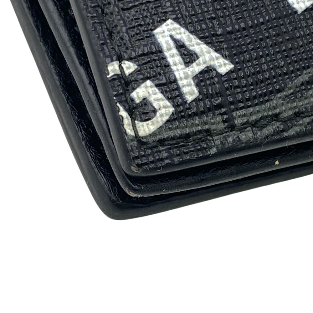 BALENCIAGA Bifold Wallet 719702 Coated canvas black logo Signature mens(Unisex) Used Authentic