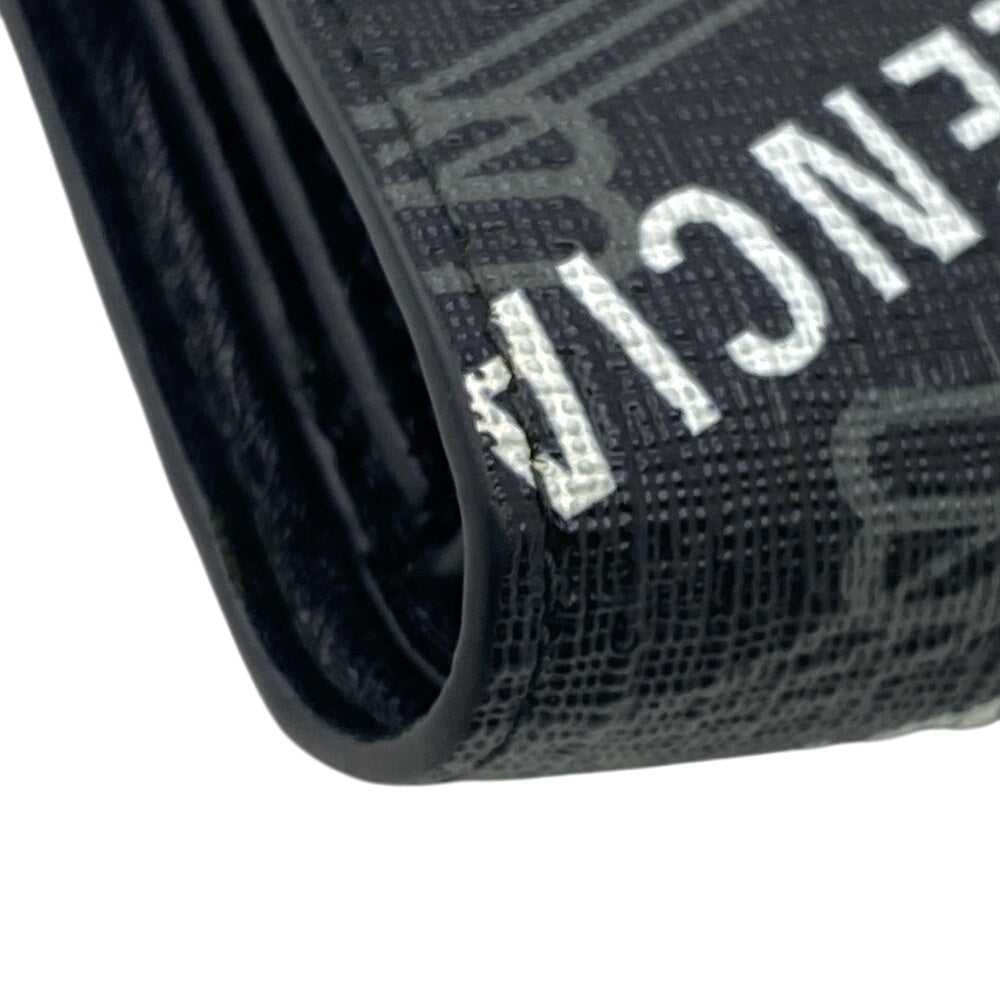 BALENCIAGA Bifold Wallet 719702 Coated canvas black logo Signature mens(Unisex) Used Authentic