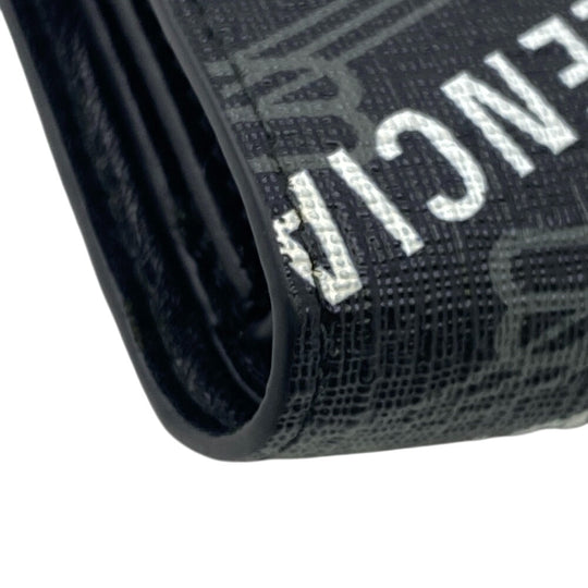 BALENCIAGA Bifold Wallet 719702 Coated canvas black logo Signature mens(Unisex) Used Authentic