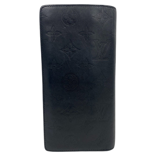 LOUIS VUITTON Long Wallet Purse M62900 leather black Monogram shadow Portefeuille Blaza mens Used Authentic