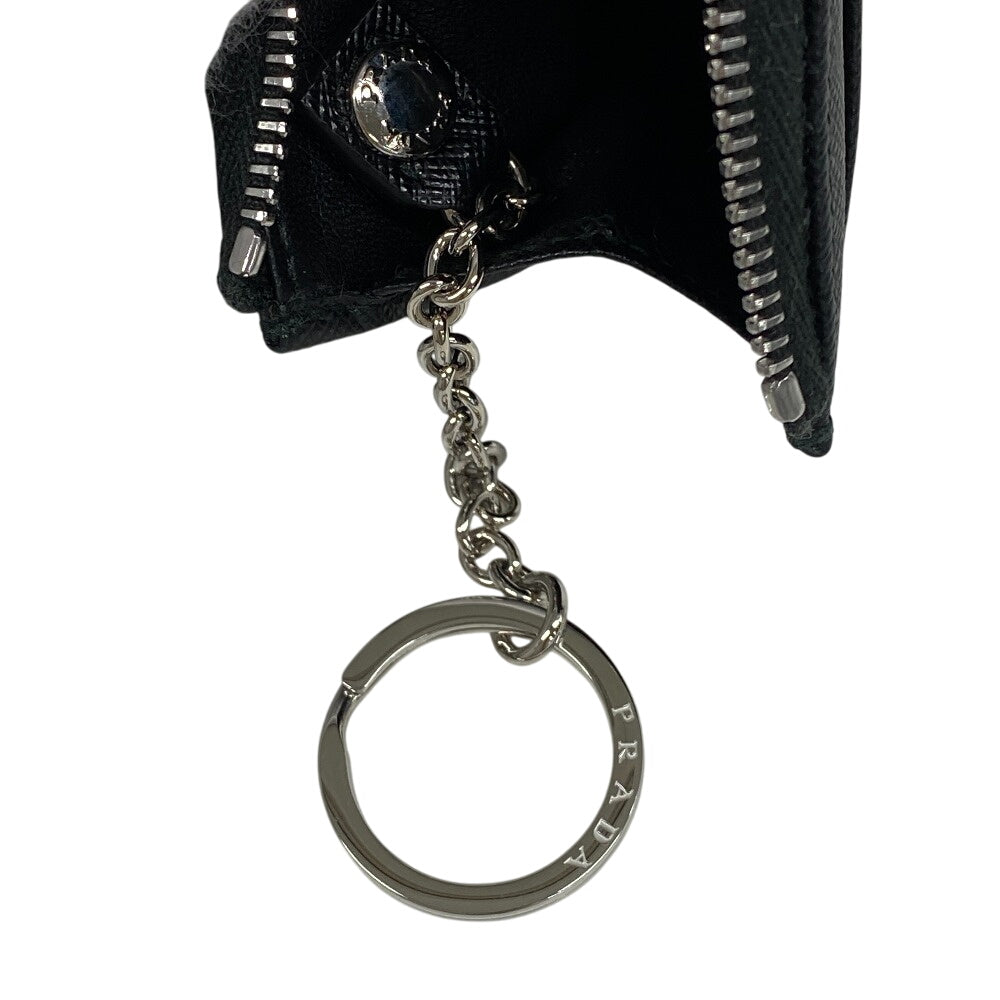 PRADA Coin case 1PP122 leather black Saffiano triangular plate